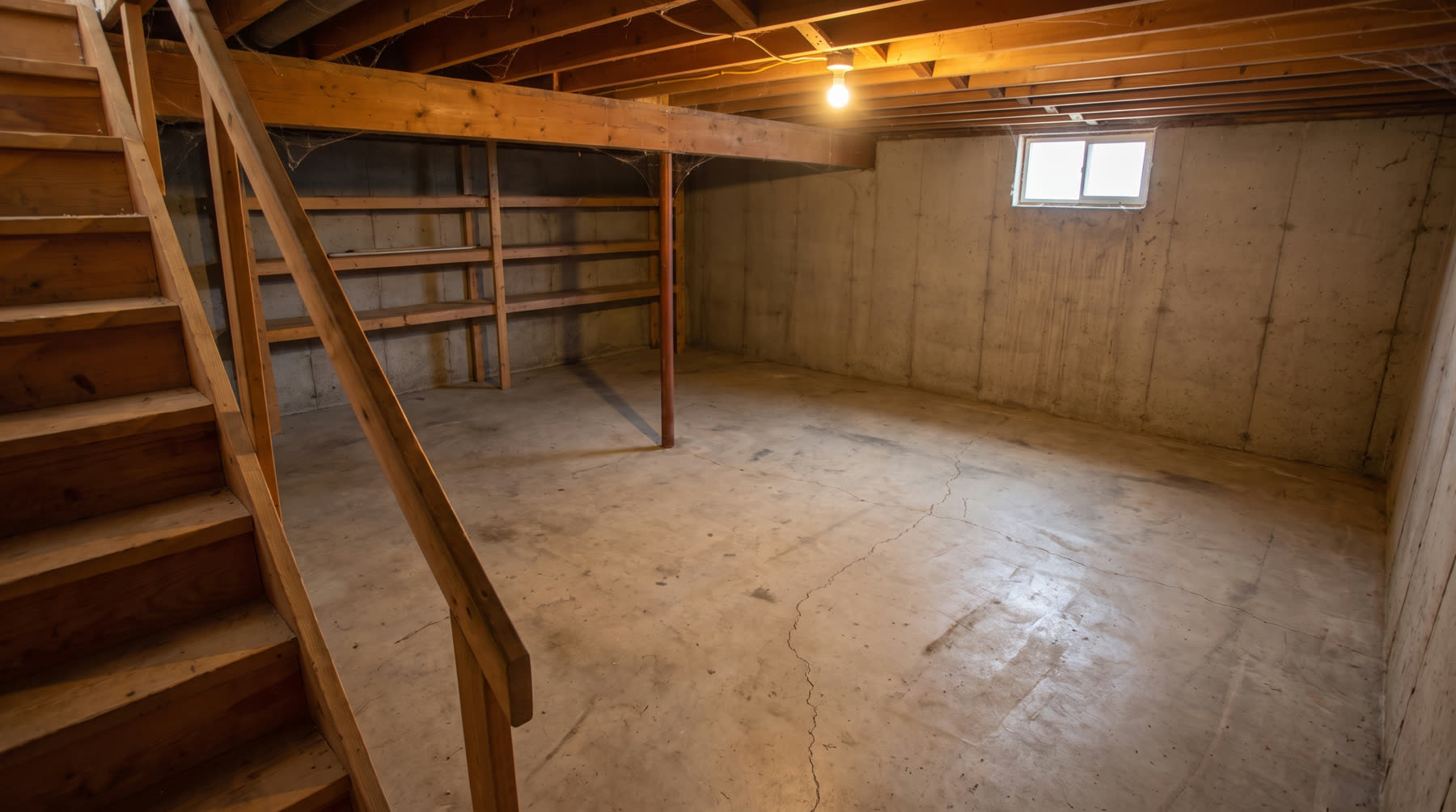 Basement after a One Call cleanout — cleared floor