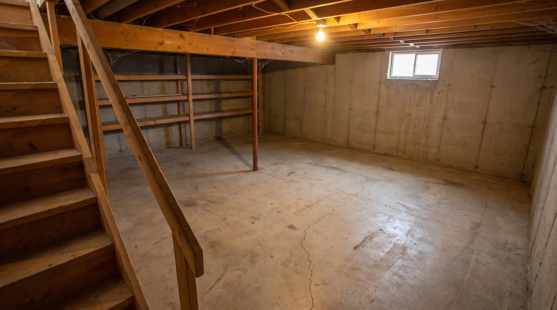 Basement after a One Call cleanout — cleared floor