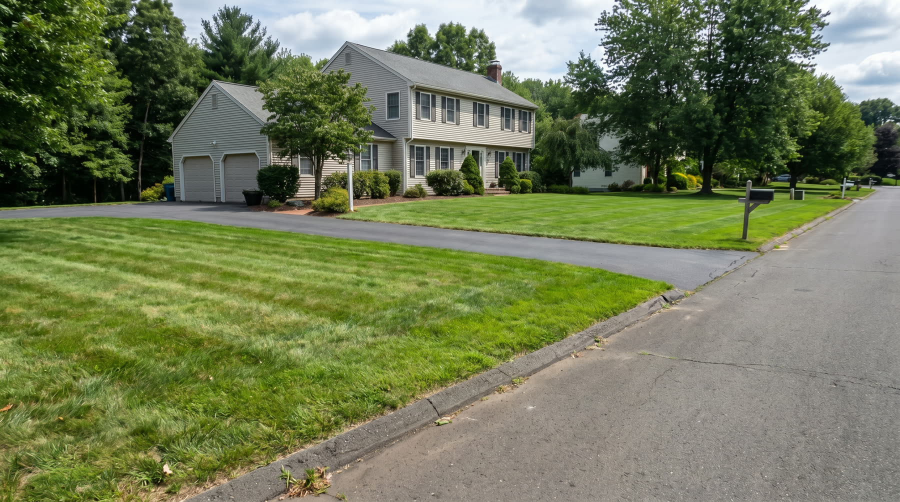 Curb cleared after a One Call junk pickup, Fairfield County CT