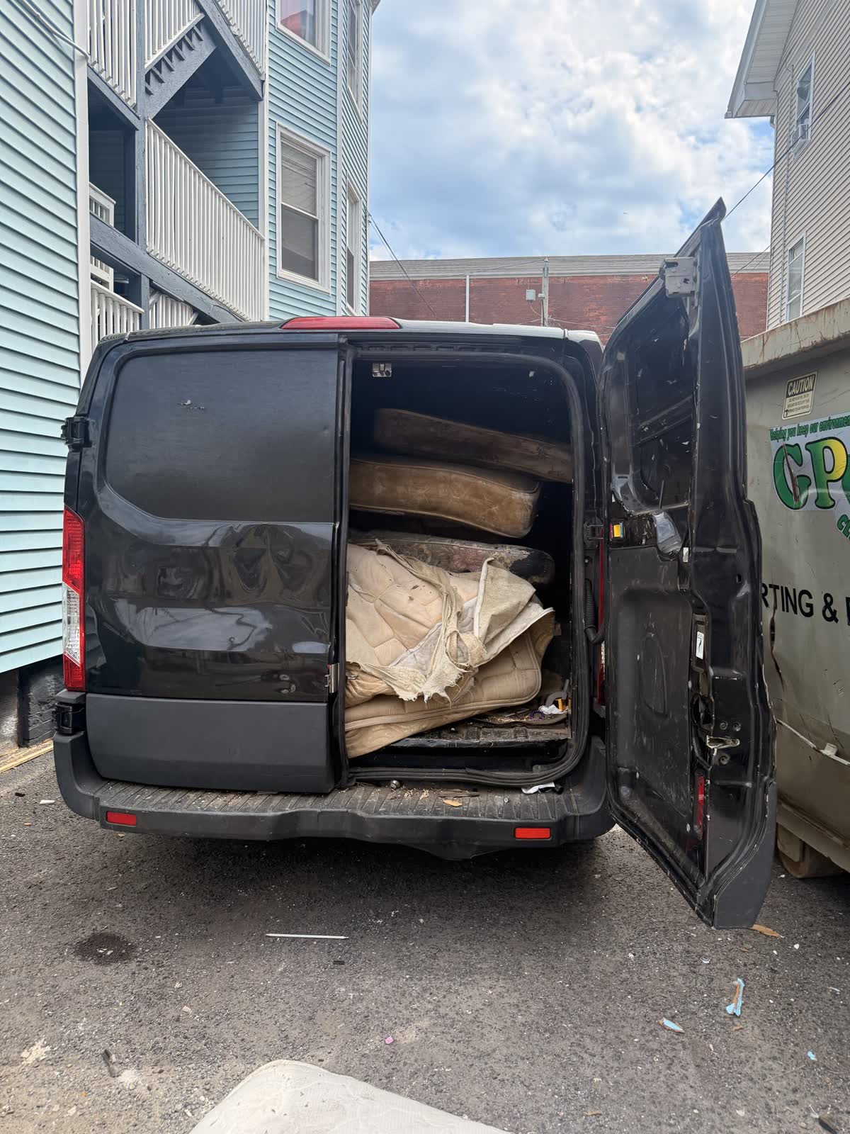 One Call van loaded with hauled junk, Fairfield County CT